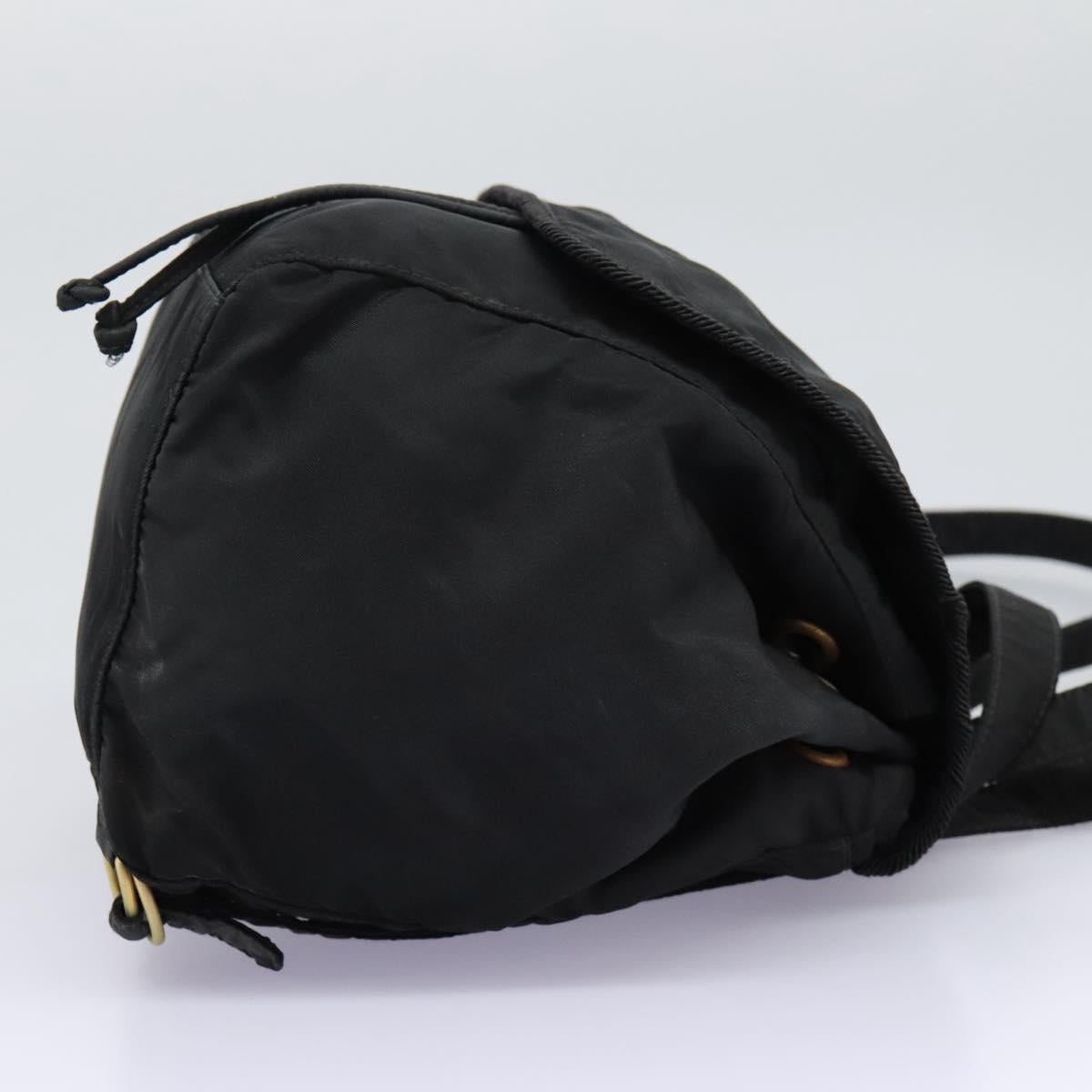 PRADA Backpack Nylon Black Gold Auth bs22978