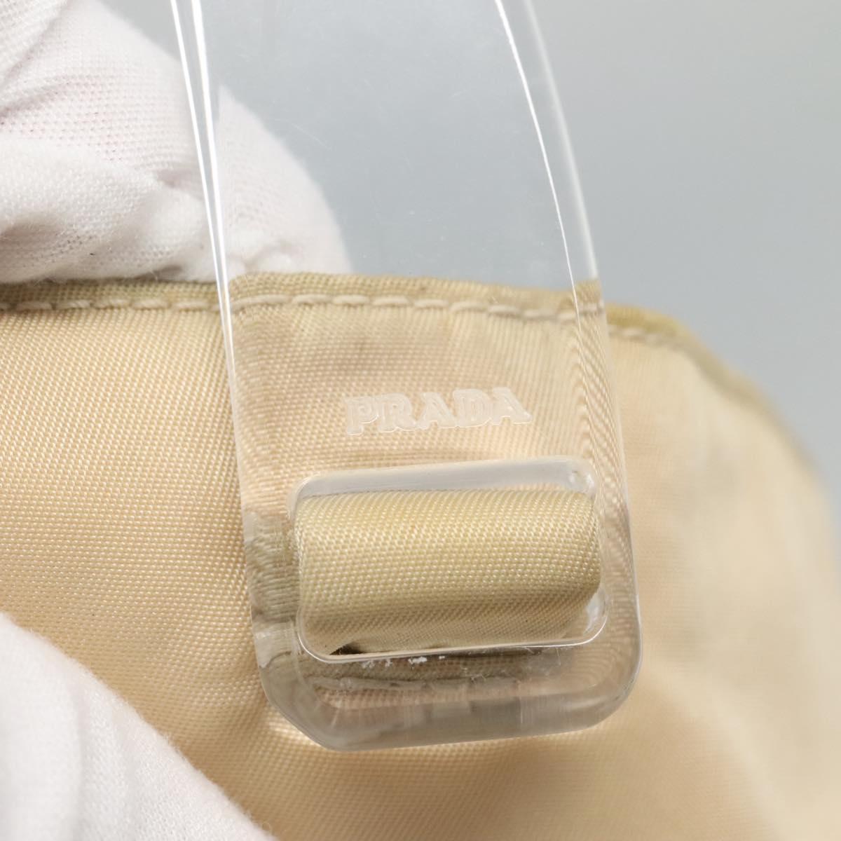 PRADA Hand Bag Nylon Plastic Beige Clear Auth bs22980