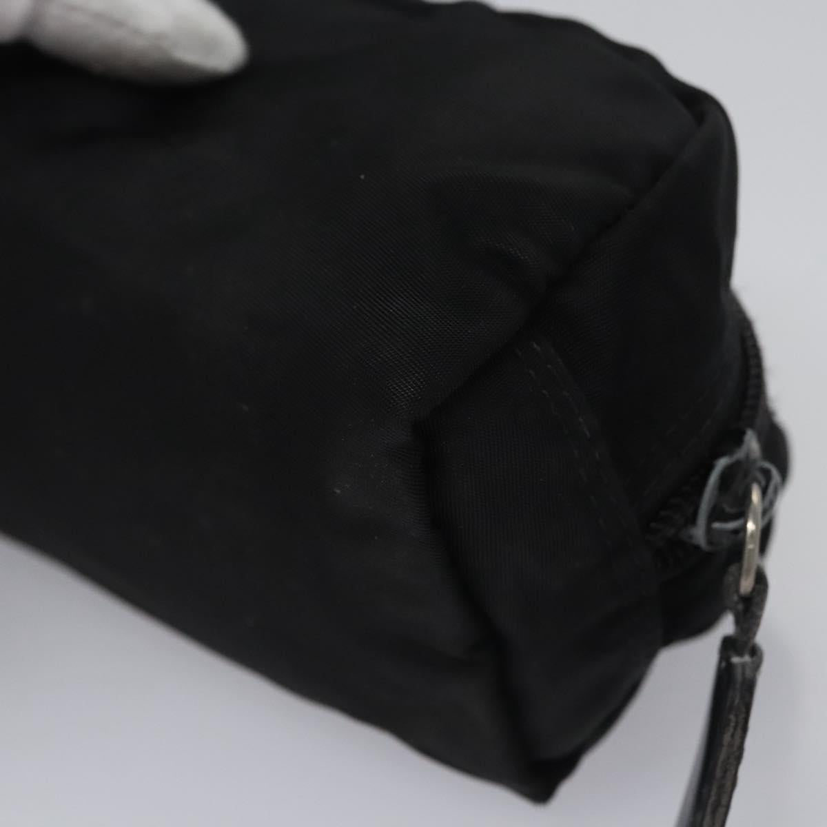 PRADA Pouch Nylon Black Silver Auth bs22990