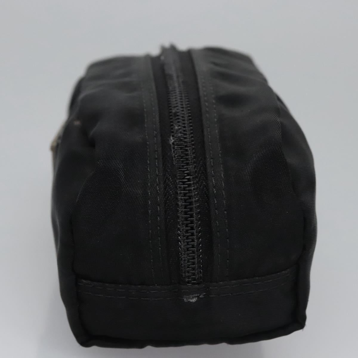 PRADA Pouch Nylon Black Silver Auth bs22990