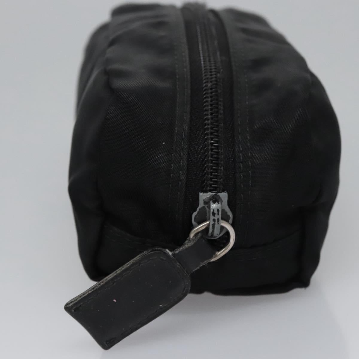 PRADA Pouch Nylon Black Silver Auth bs22990