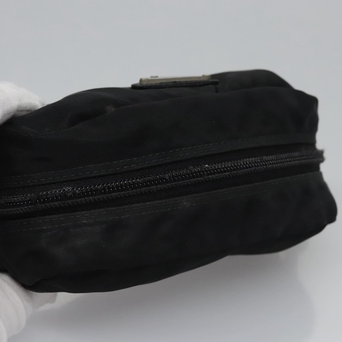 PRADA Pouch Nylon Black Silver Auth bs22990