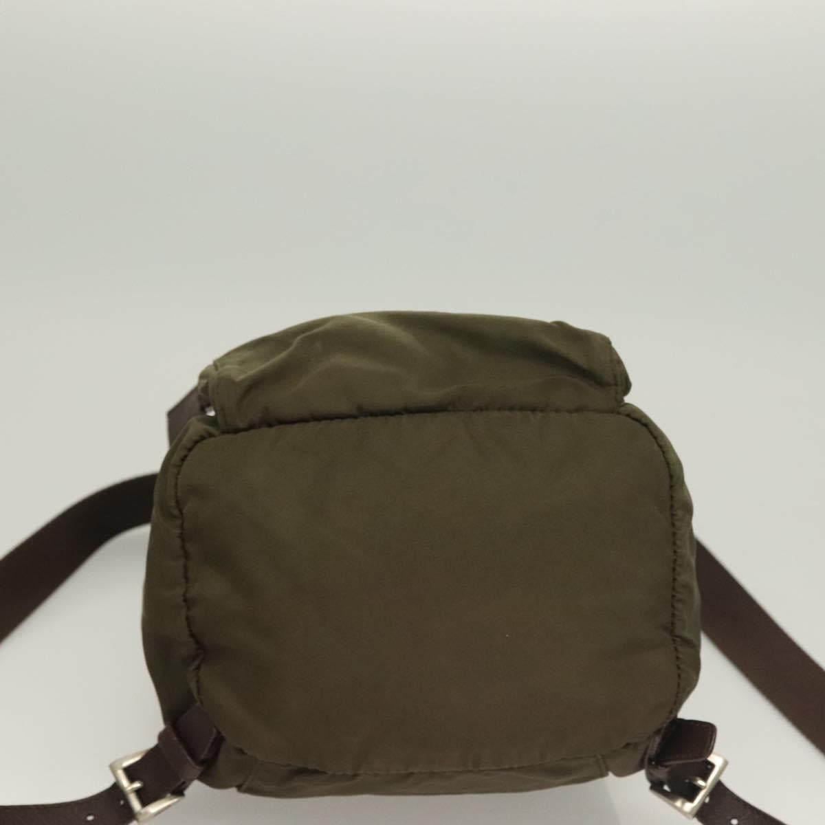 PRADA Backpack Nylon Khaki Silver Auth bs22991