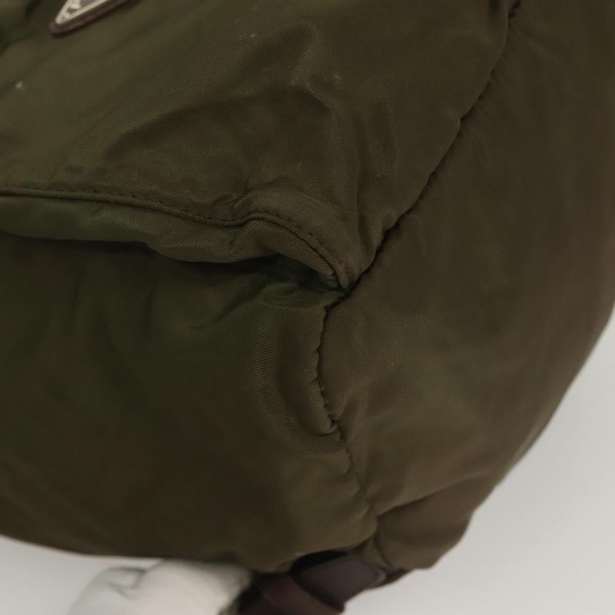 PRADA Backpack Nylon Khaki Silver Auth bs22991