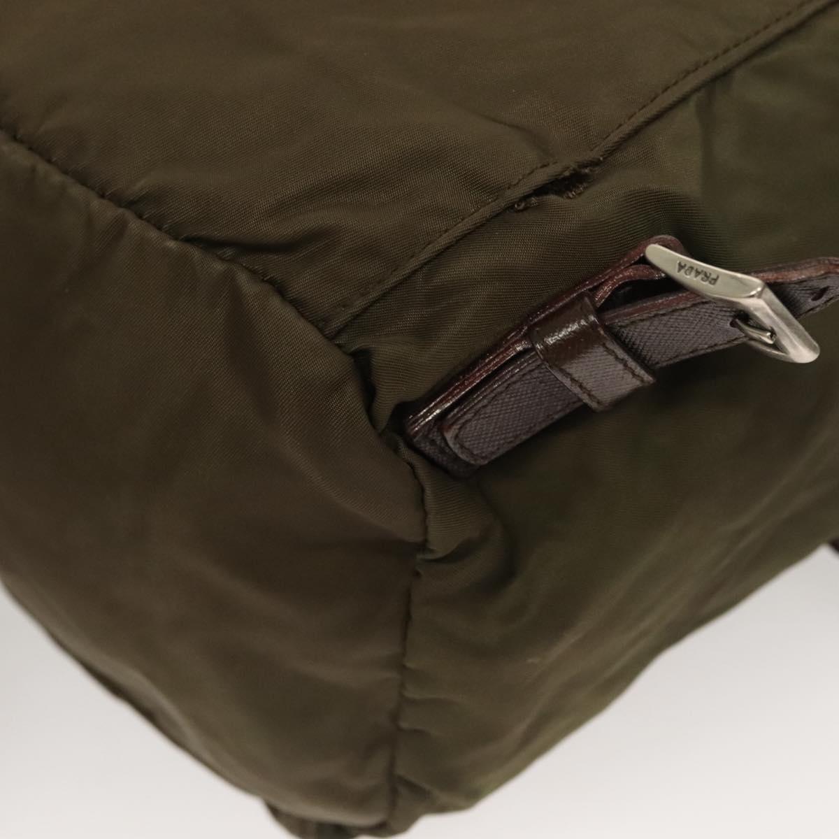 PRADA Backpack Nylon Khaki Silver Auth bs22991