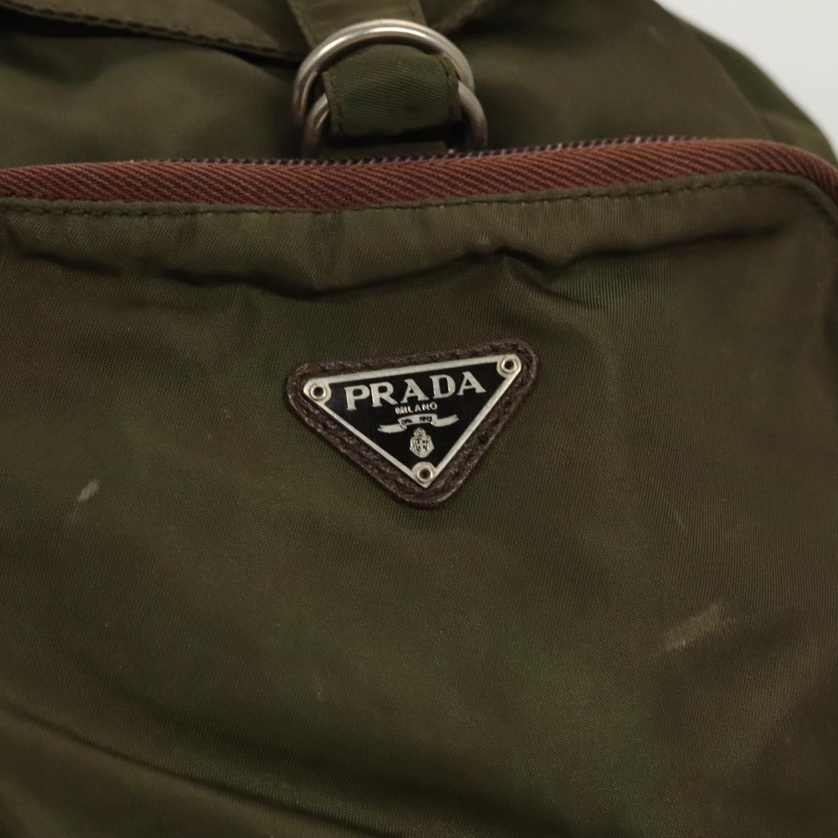 PRADA Backpack Nylon Khaki Silver Auth bs22991