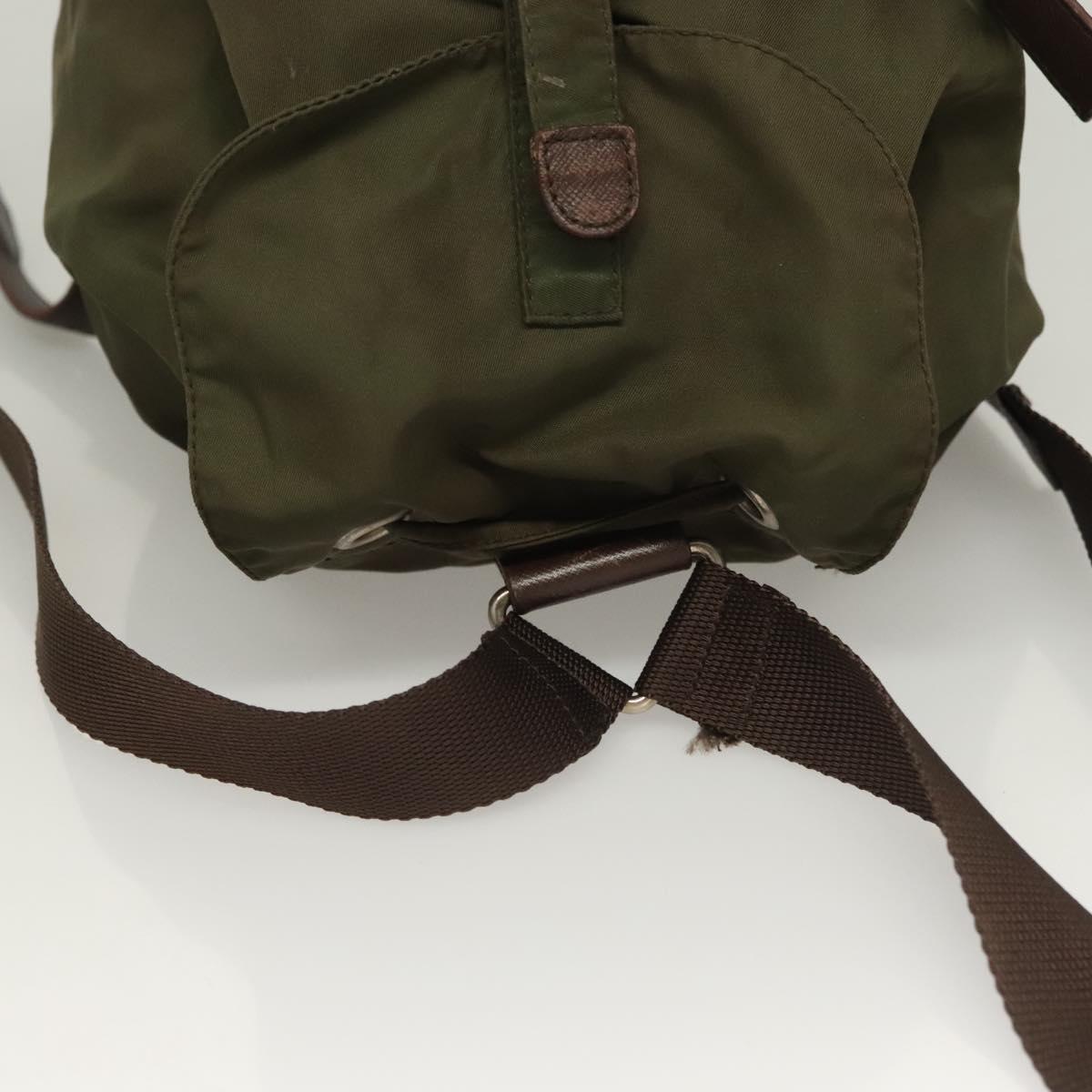 PRADA Backpack Nylon Khaki Silver Auth bs22991