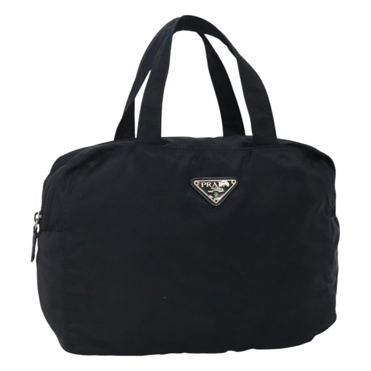 PRADA Hand Bag Nylon Navy Silver Auth bs22993