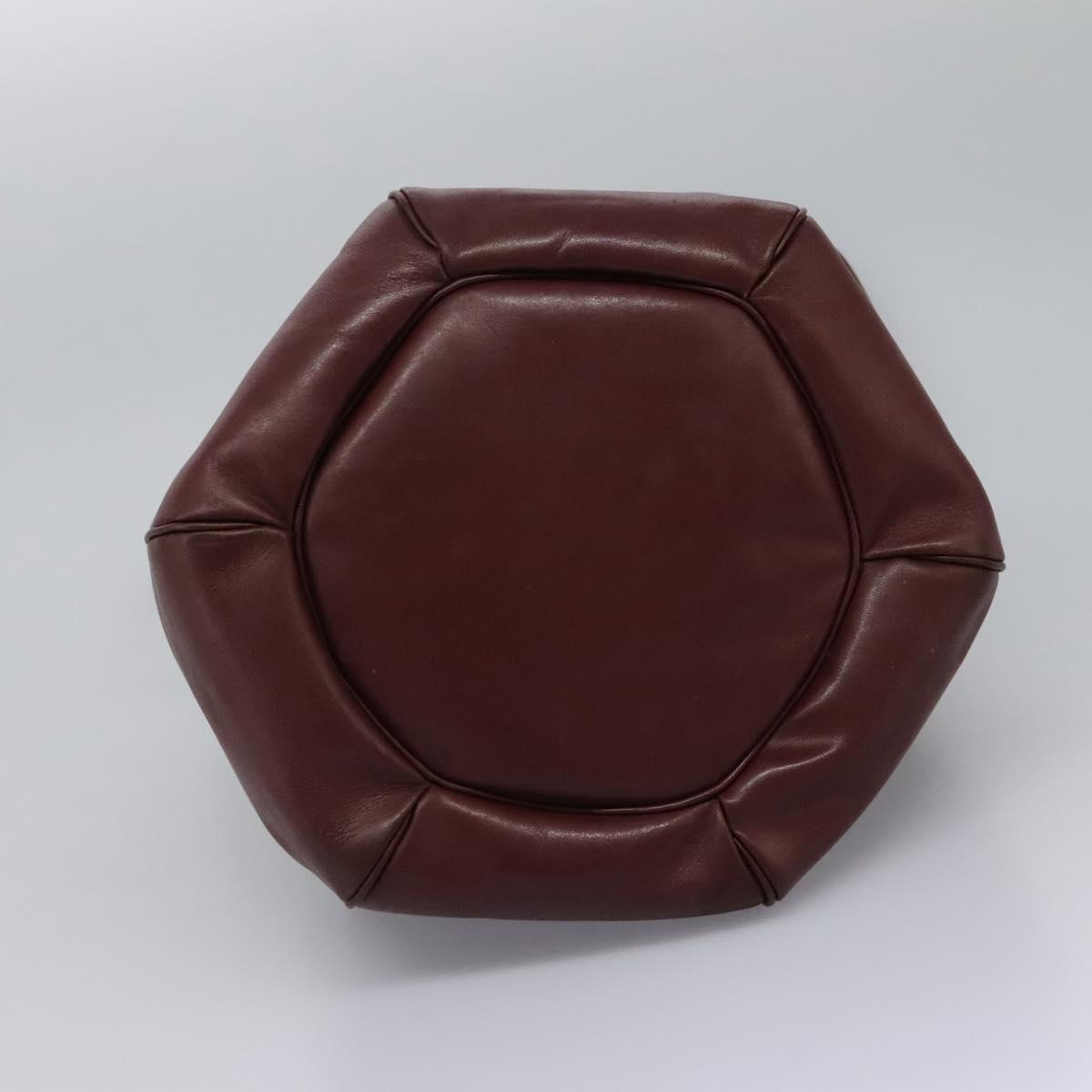 CARTIER Must Line Shoulder Bag Leather Bordeaux Gold Auth bs22994