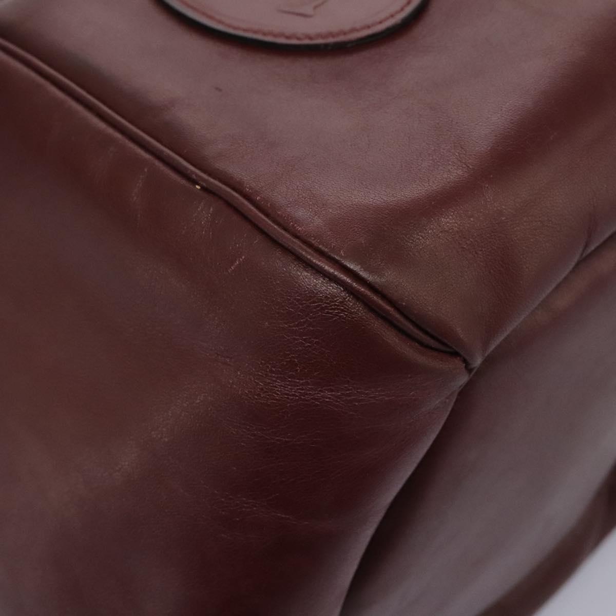 CARTIER Must Line Shoulder Bag Leather Bordeaux Gold Auth bs22994