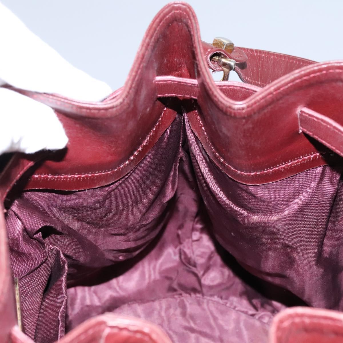 CARTIER Must Line Shoulder Bag Leather Bordeaux Gold Auth bs22994