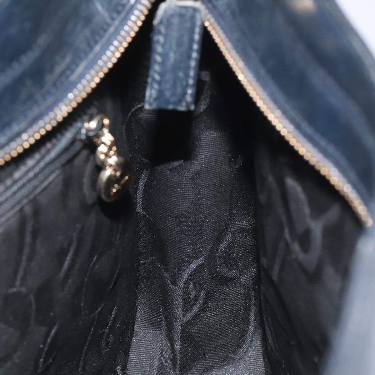 Salvatore Ferragamo Shoulder Bag Leather Navy Gold Auth bs22995