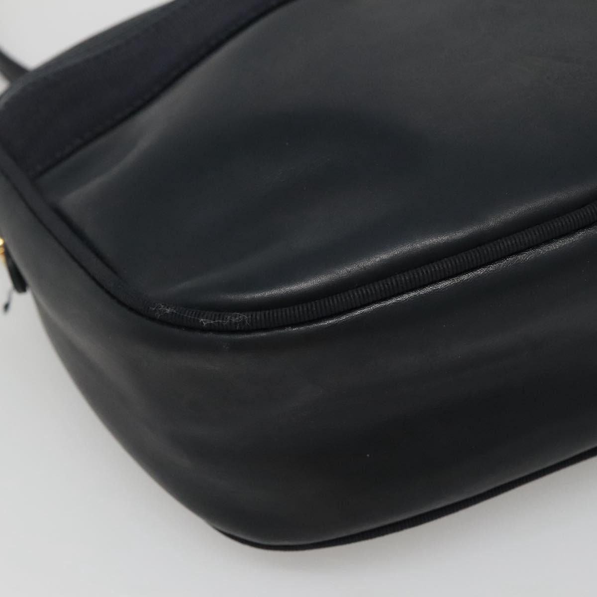 Salvatore Ferragamo Vala Shoulder Bag Leather Navy Gold Auth bs22996