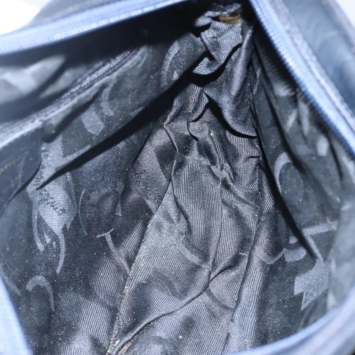 Salvatore Ferragamo Vala Shoulder Bag Leather Navy Gold Auth bs22996