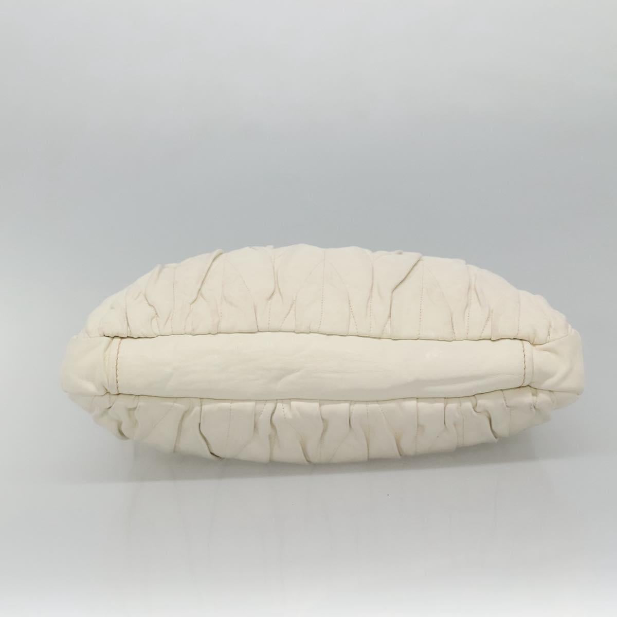 Miu Miu Matelasse Hand Bag Leather 2way White Auth bs22999