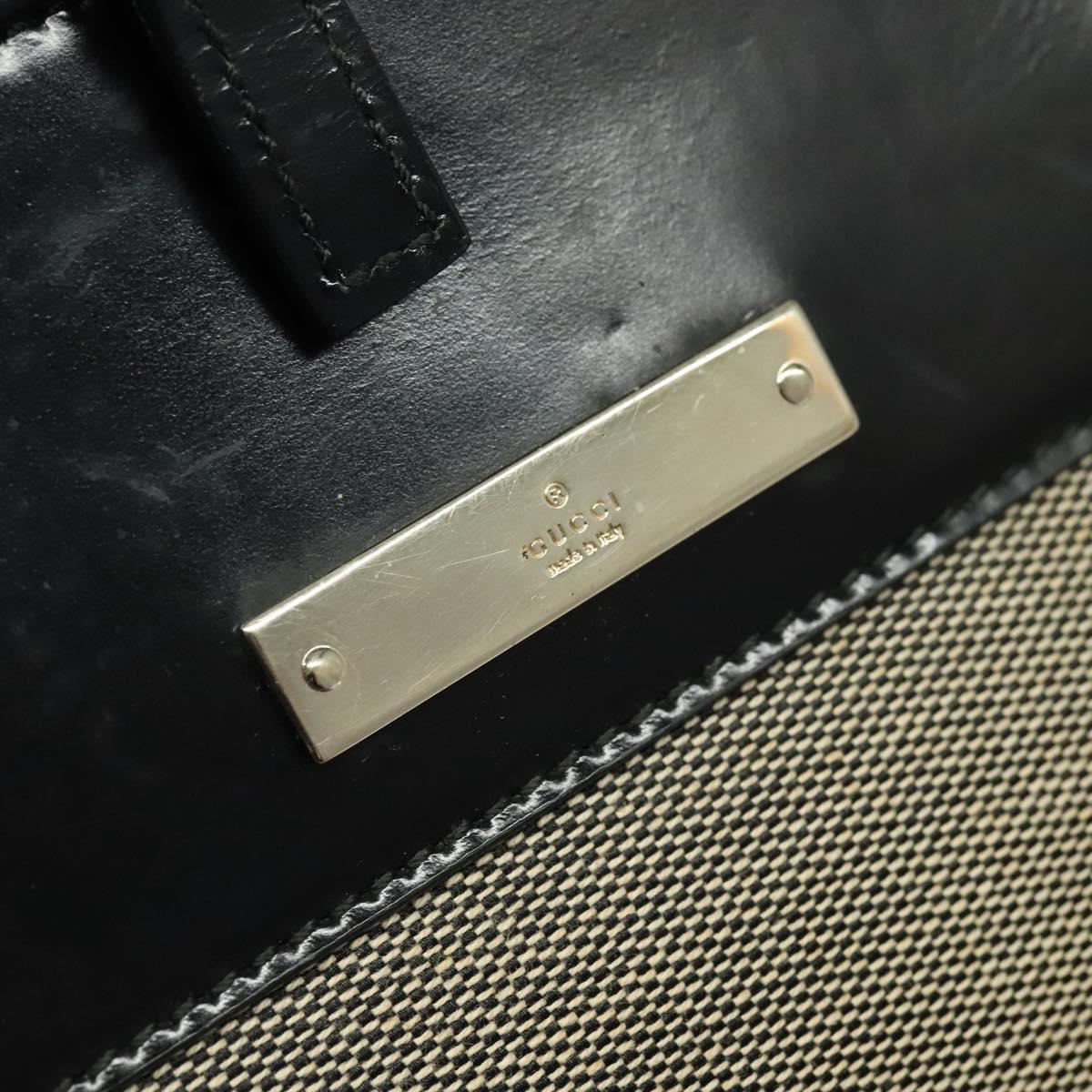 GUCCI Tote Bag Canvas Leather Gray Black Silver 002 1122 Auth bs23009
