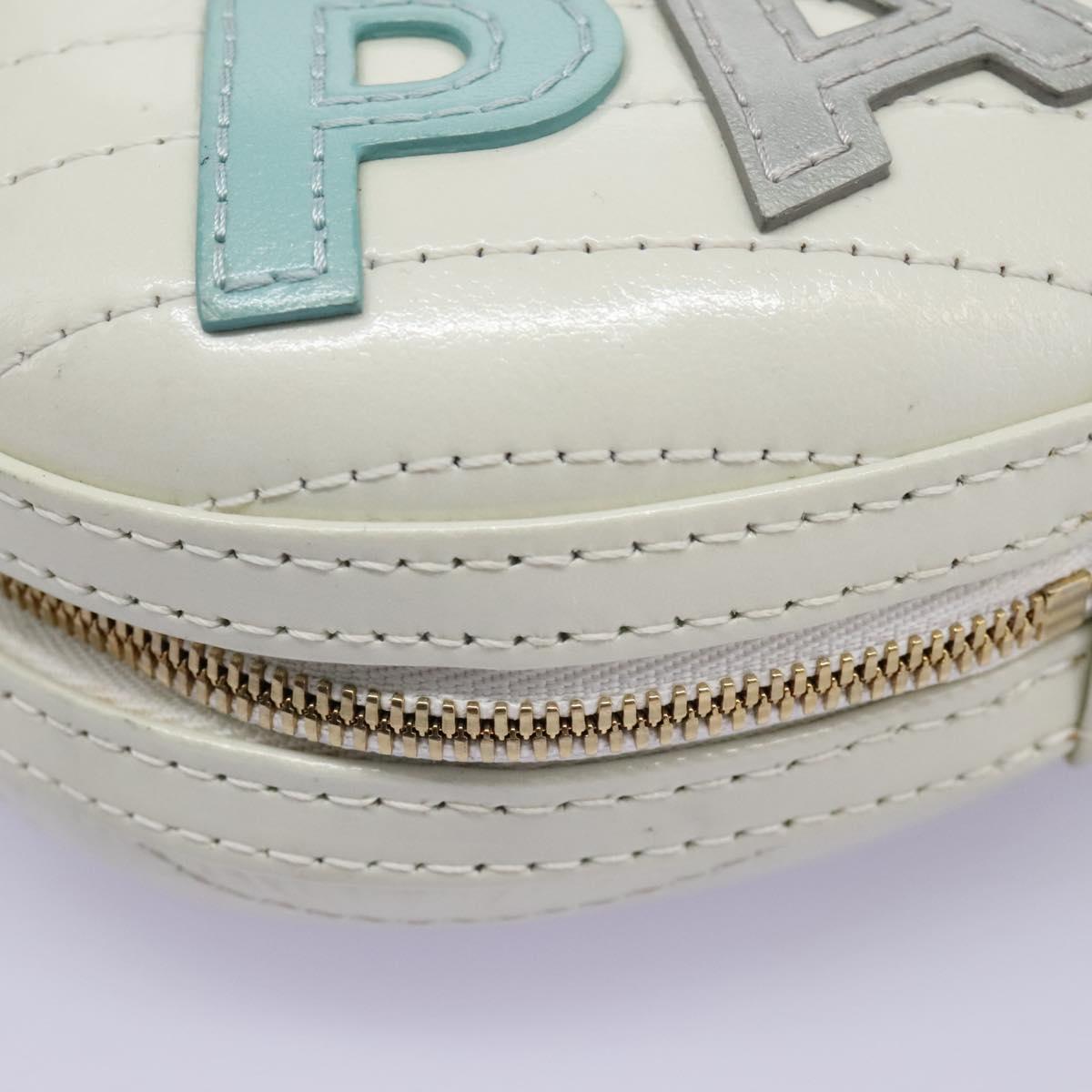 CHANEL V Stitch LA PAUSA Chain Shoulder Bag Leather White CC Auth bs23014AV