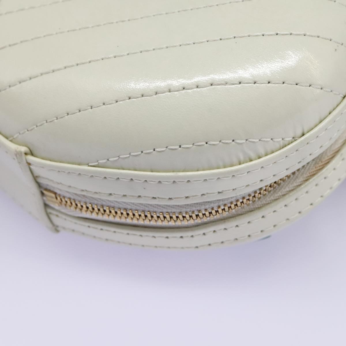 CHANEL V Stitch LA PAUSA Chain Shoulder Bag Leather White CC Auth bs23014SAV