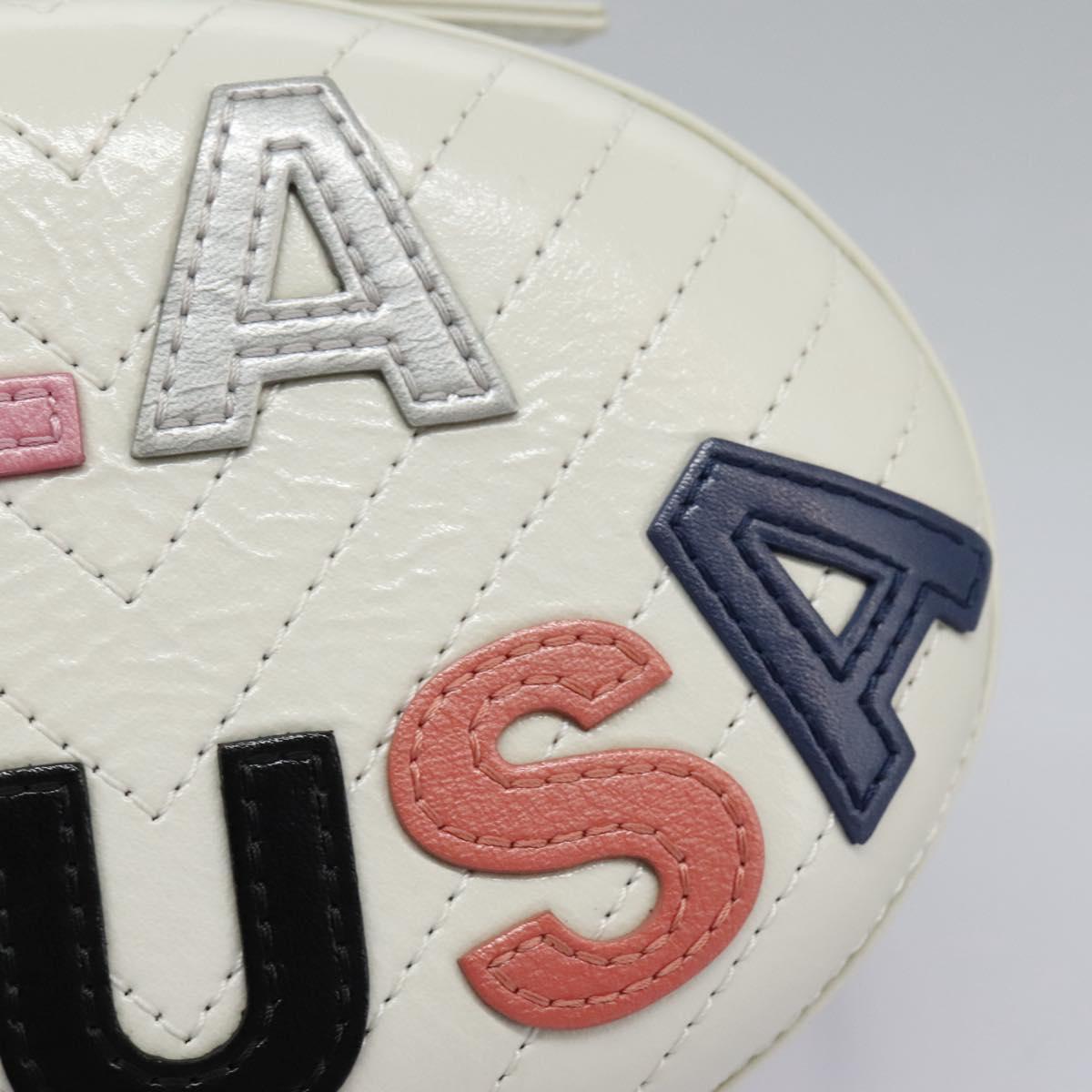 CHANEL V Stitch LA PAUSA Chain Shoulder Bag Leather White CC Auth bs23014AV