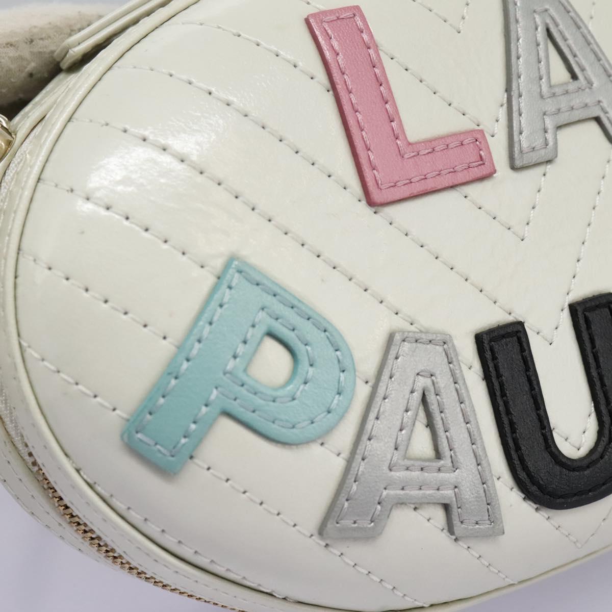 CHANEL V Stitch LA PAUSA Chain Shoulder Bag Leather White CC Auth bs23014AV