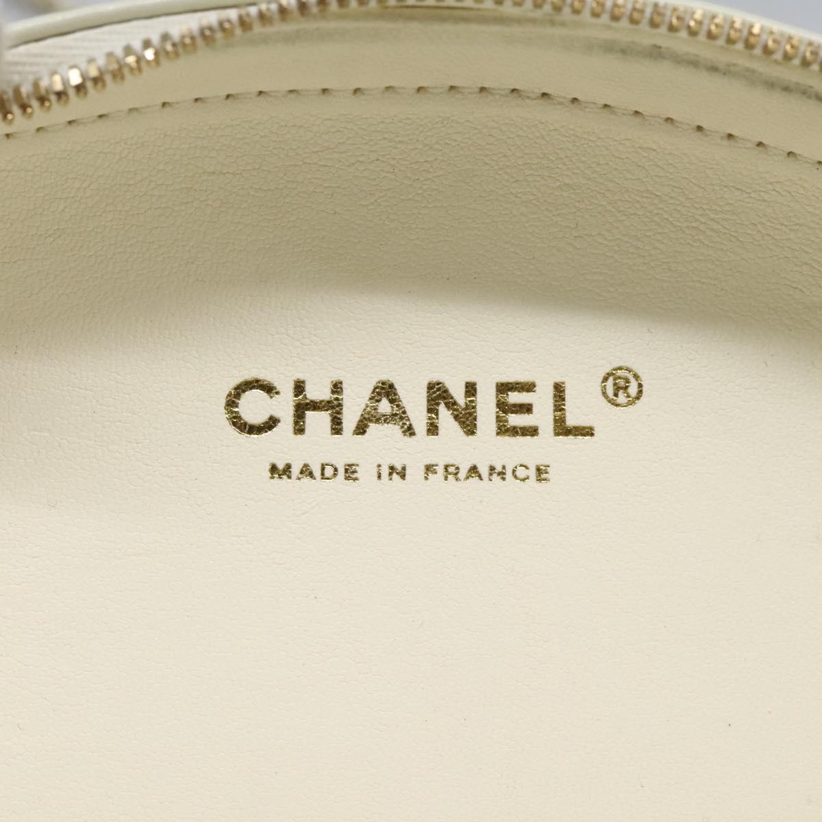 CHANEL V Stitch LA PAUSA Chain Shoulder Bag Leather White CC Auth bs23014AV