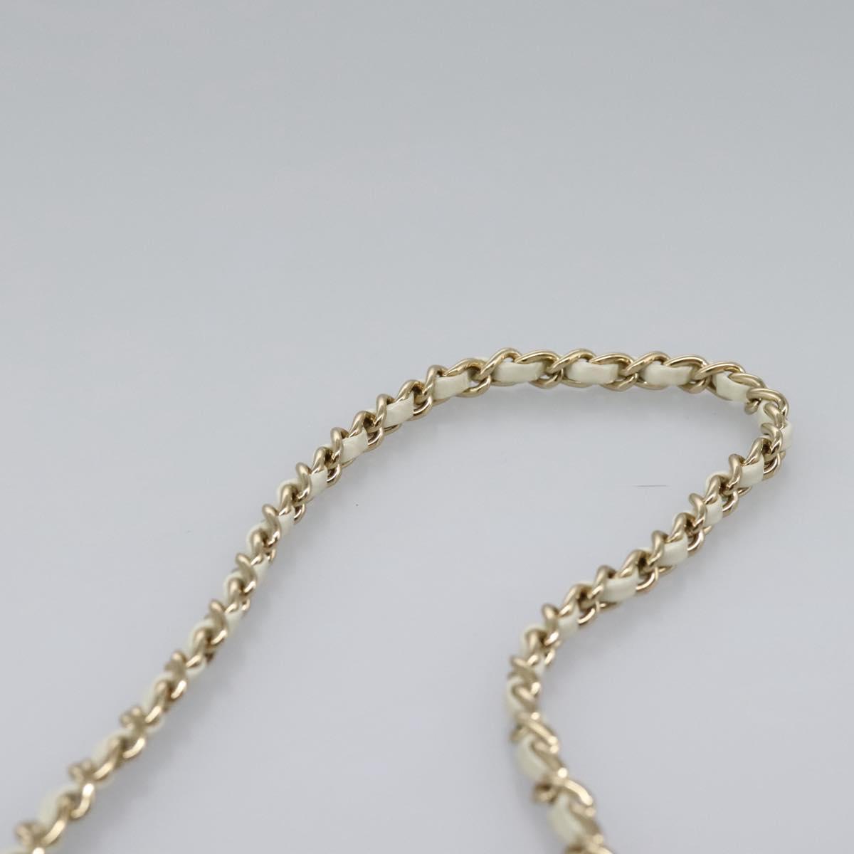 CHANEL V Stitch LA PAUSA Chain Shoulder Bag Leather White CC Auth bs23014AV