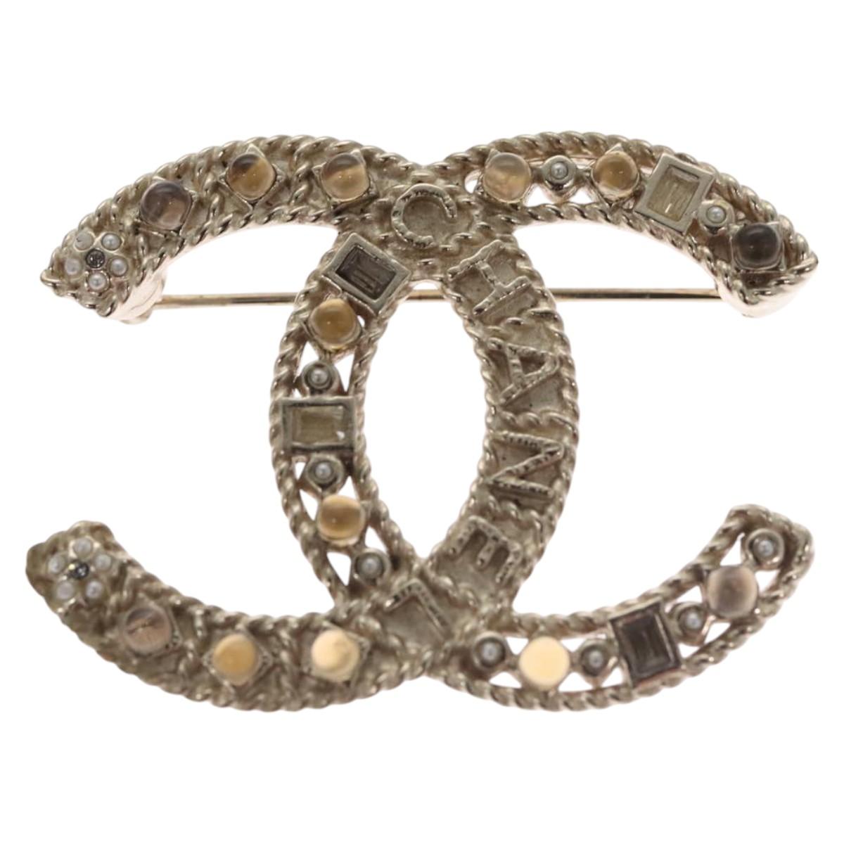 CHANEL COCO Mark Brooch Metal Gold Tone CC Auth bs23015