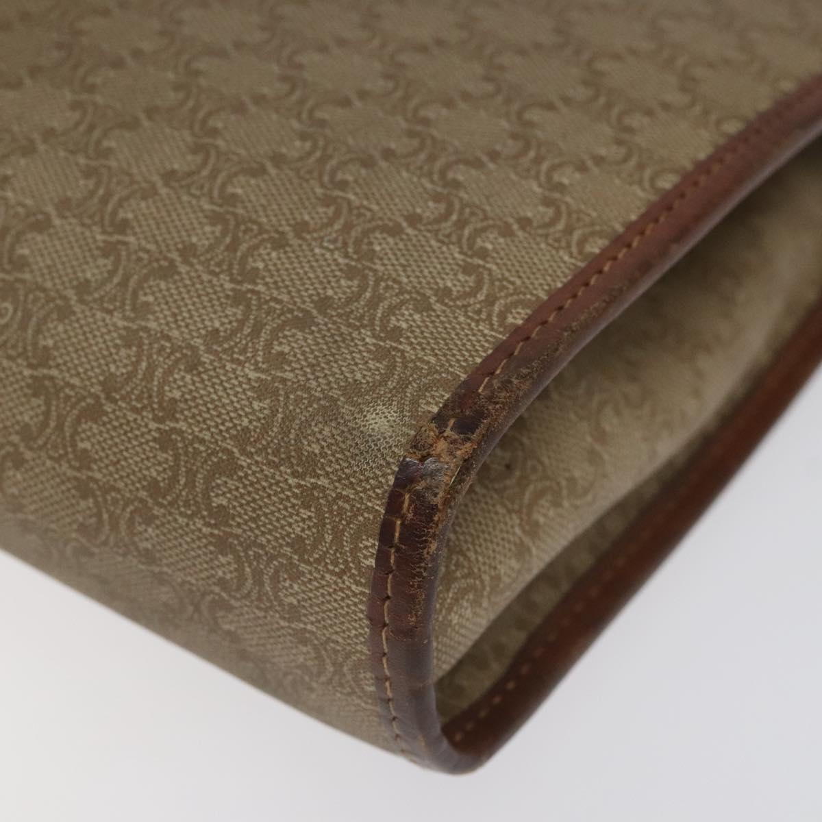 CELINE Macadam Canvas Clutch Bag PVC Beige Gold Auth bs23019