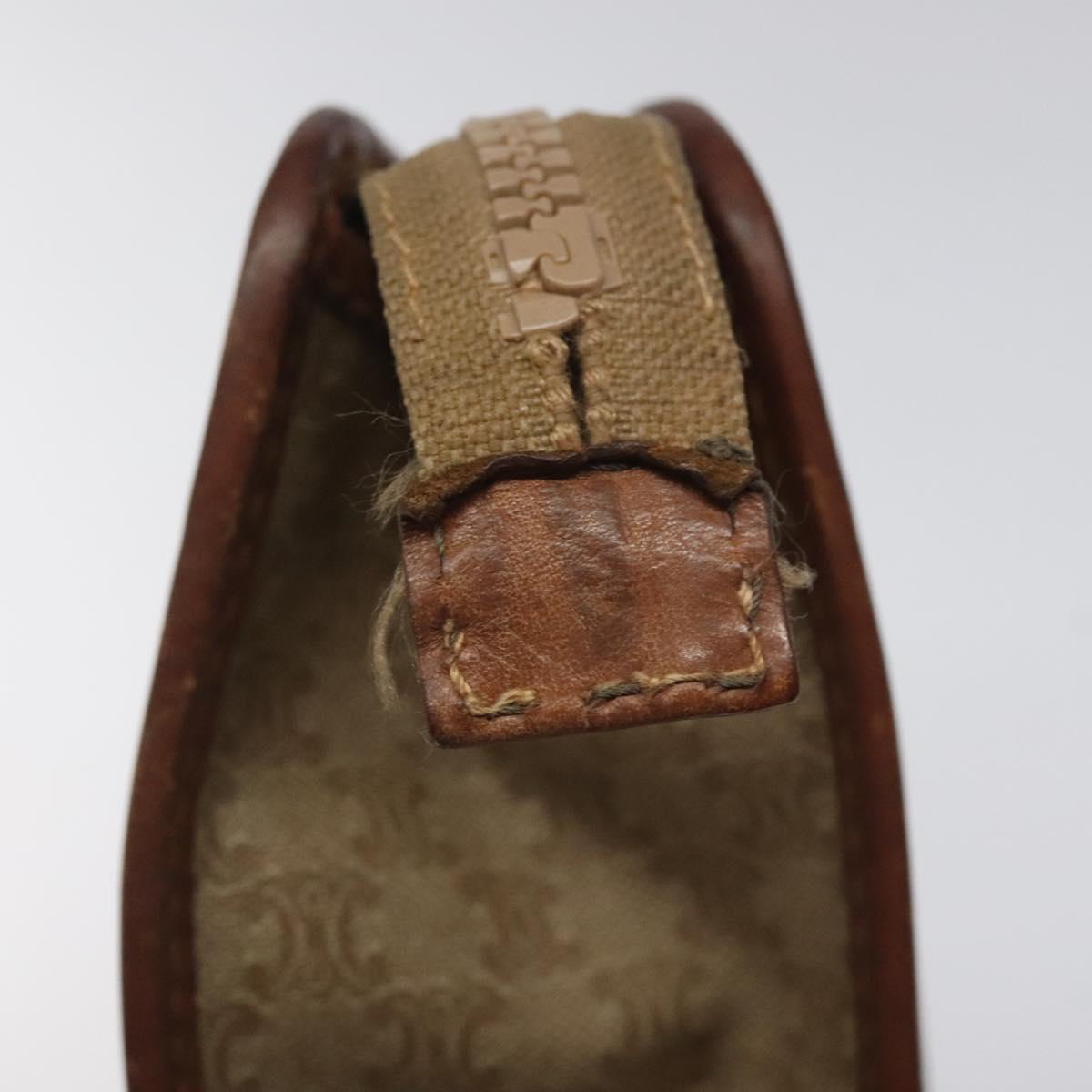 CELINE Macadam Canvas Clutch Bag PVC Beige Gold Auth bs23019