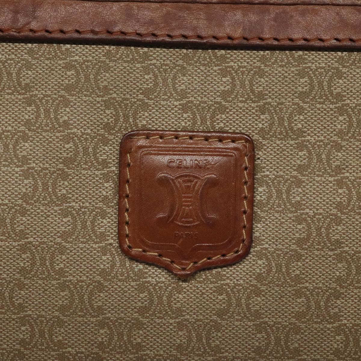 CELINE Macadam Canvas Clutch Bag PVC Beige Gold Auth bs23019