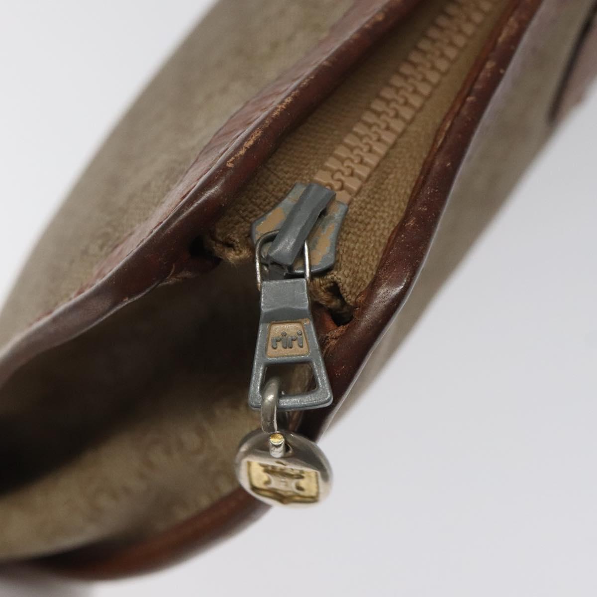 CELINE Macadam Canvas Clutch Bag PVC Beige Gold Auth bs23019