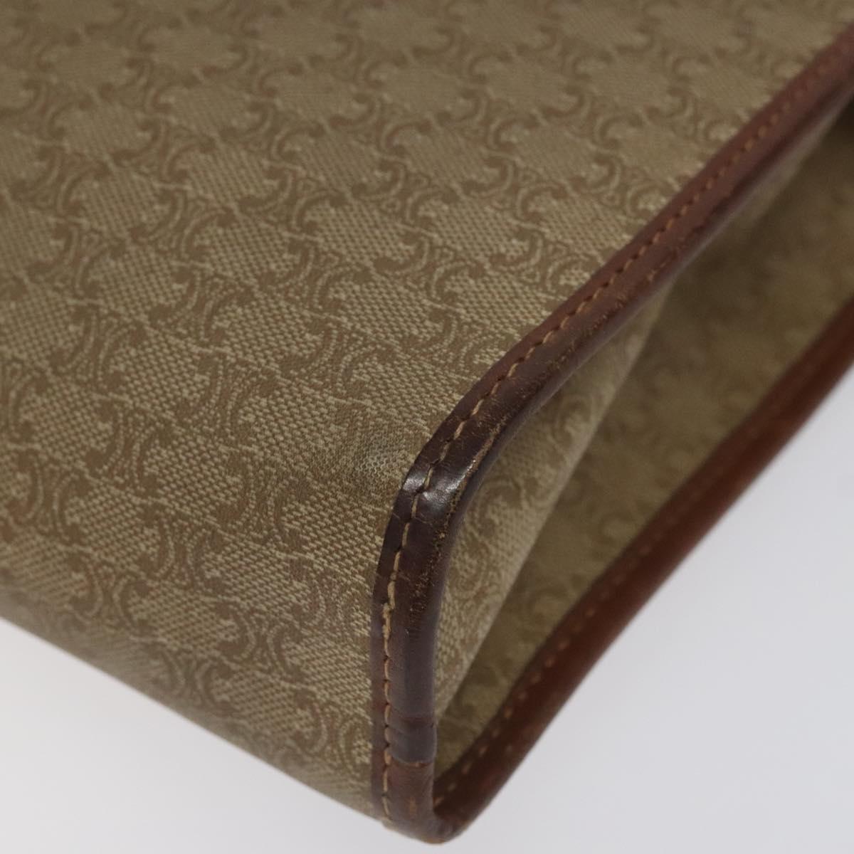 CELINE Macadam Canvas Clutch Bag PVC Beige Gold Auth bs23019