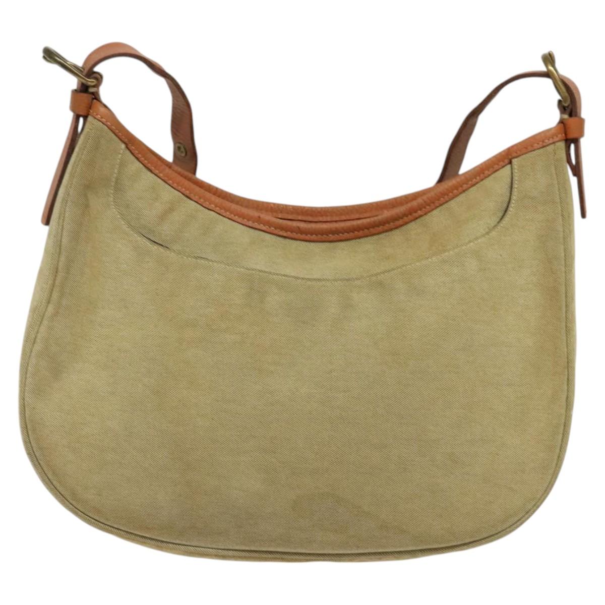 BURBERRY Blue Label Shoulder Bag Canvas Beige Gold Auth bs23029