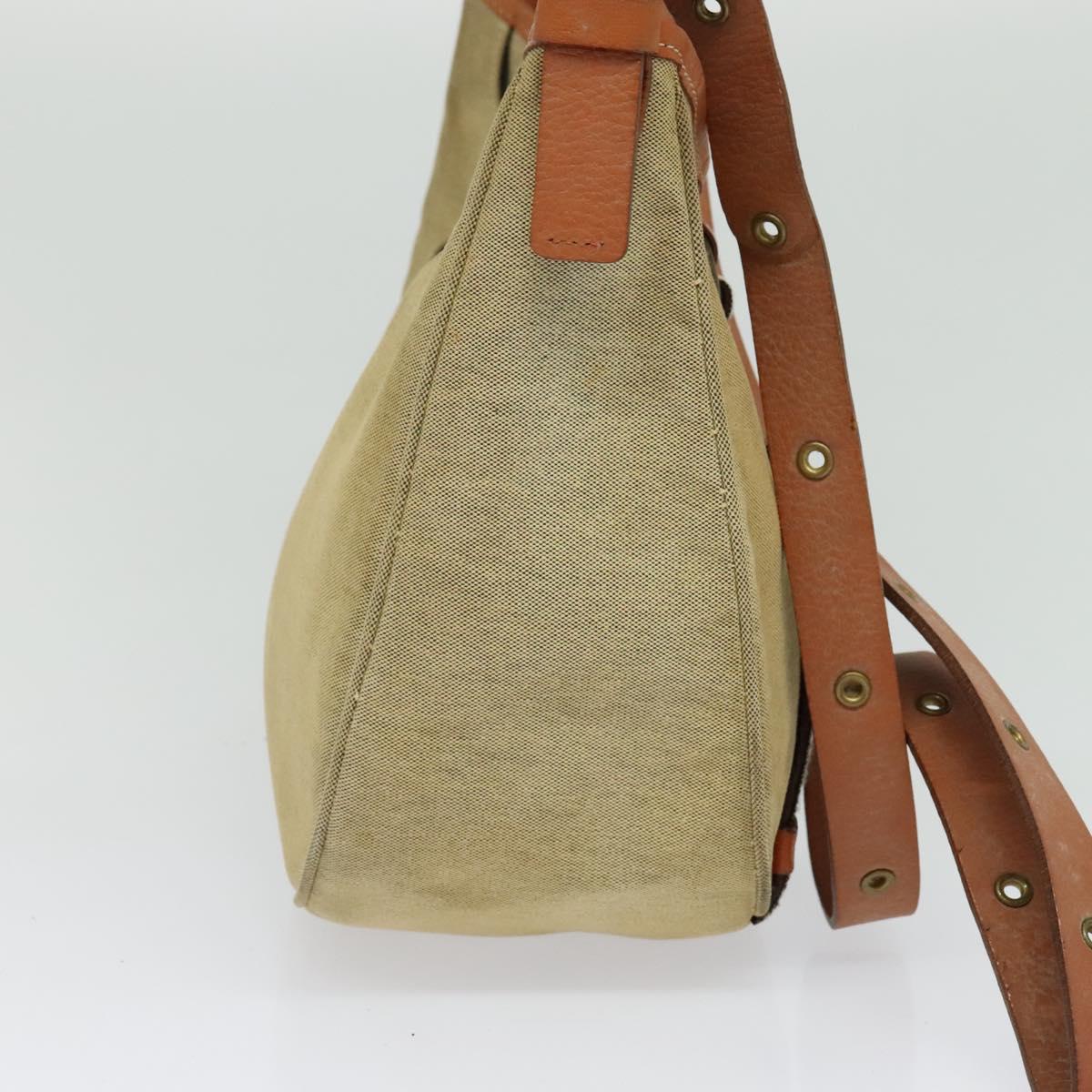 BURBERRY Blue Label Shoulder Bag Canvas Beige Gold Auth bs23029