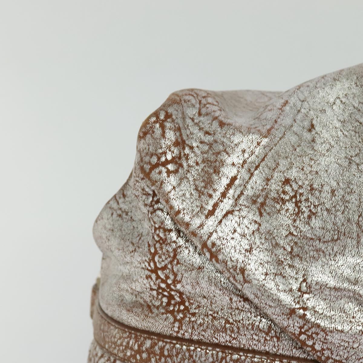 BVLGARI Chandra Hand Bag Leather Brown Gold Auth bs23036