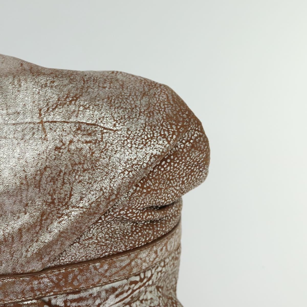 BVLGARI Chandra Hand Bag Leather Brown Gold Auth bs23036