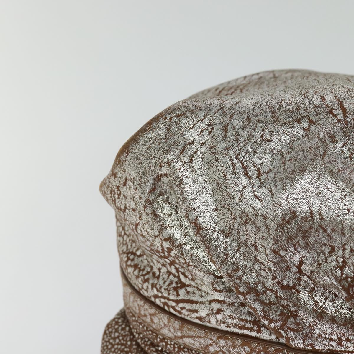 BVLGARI Chandra Hand Bag Leather Brown Gold Auth bs23036