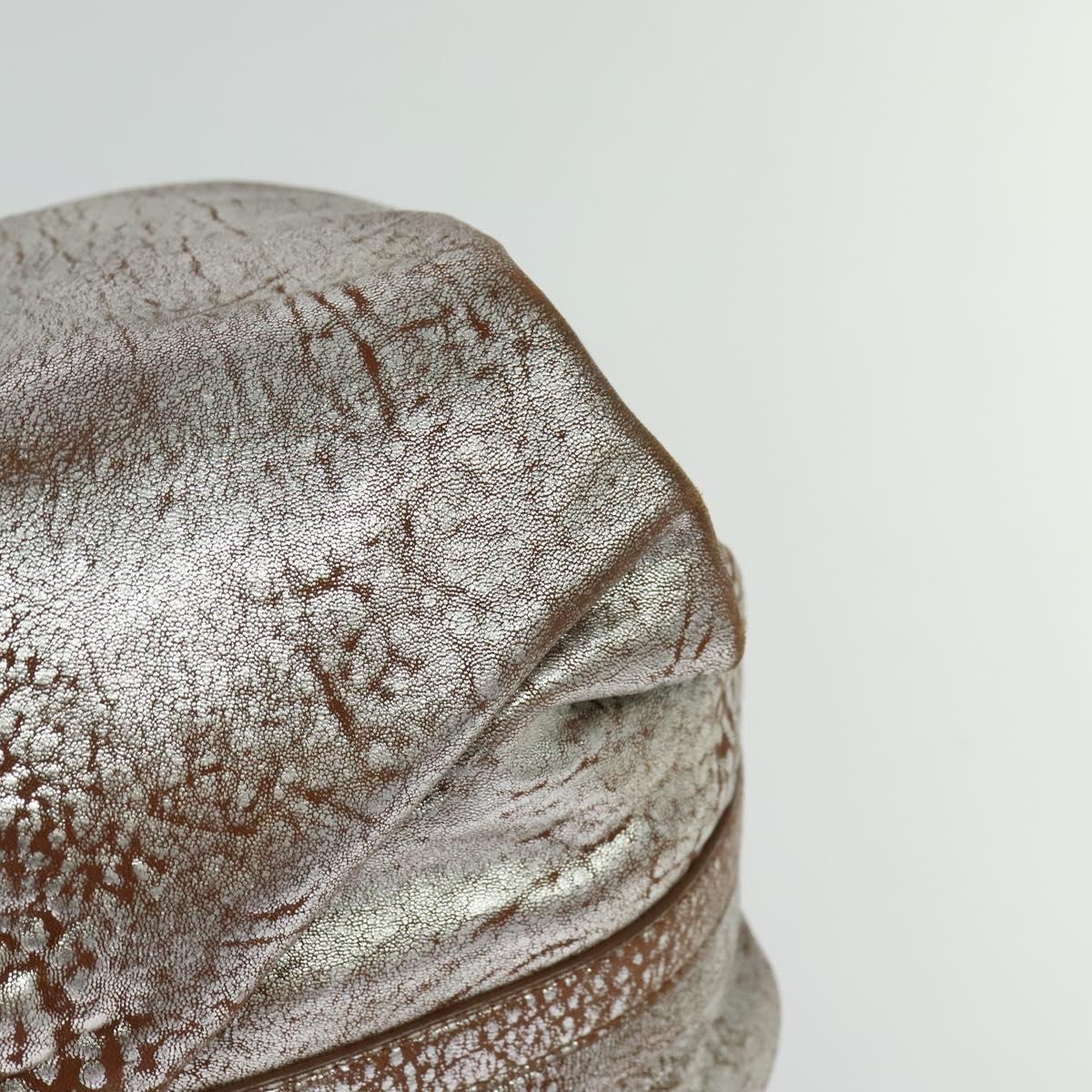 BVLGARI Chandra Hand Bag Leather Brown Gold Auth bs23036