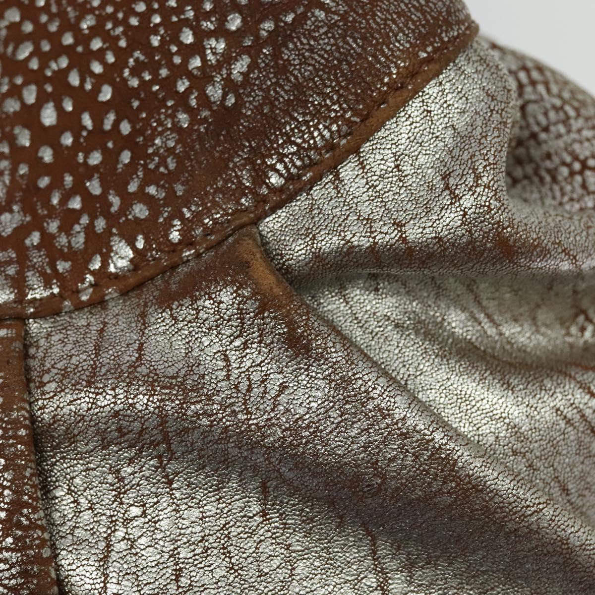 BVLGARI Chandra Hand Bag Leather Brown Gold Auth bs23036