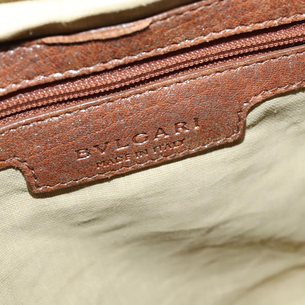 BVLGARI Chandra Hand Bag Leather Brown Gold Auth bs23036