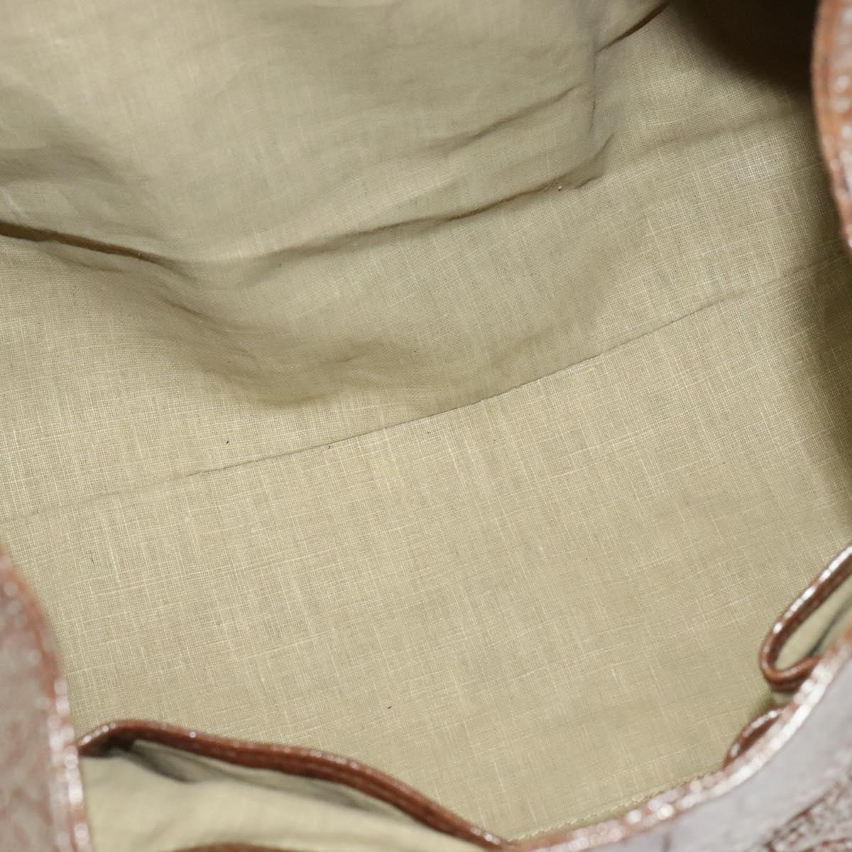 BVLGARI Chandra Hand Bag Leather Brown Gold Auth bs23036