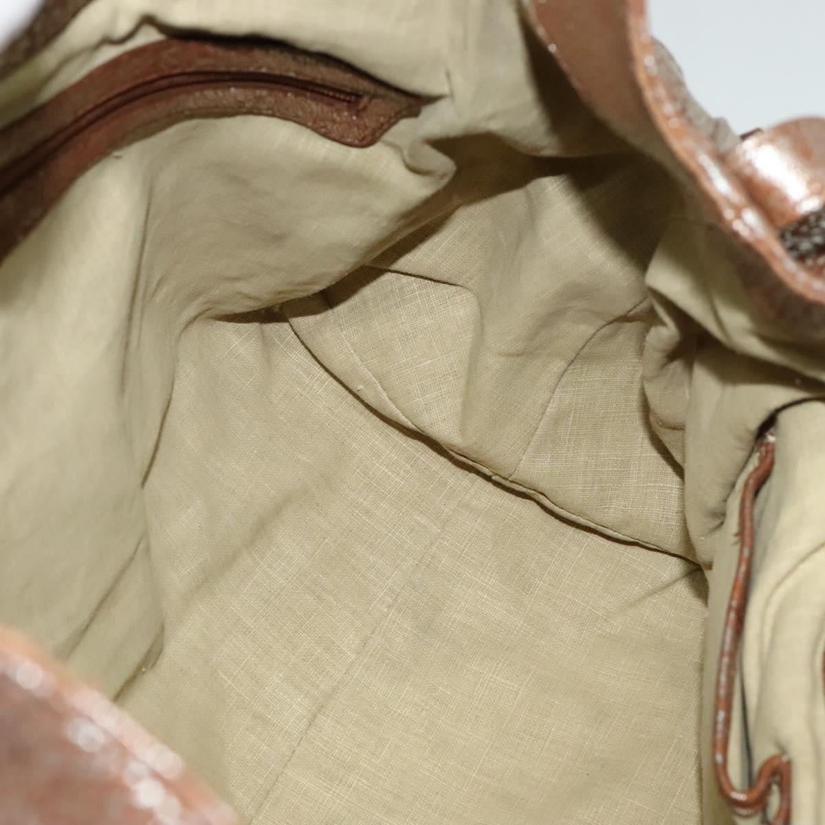 BVLGARI Chandra Hand Bag Leather Brown Gold Auth bs23036