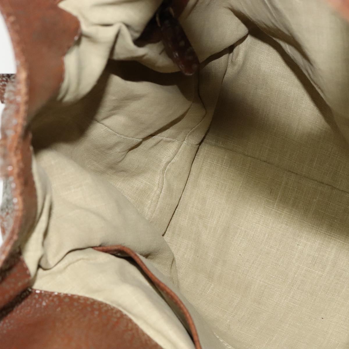 BVLGARI Chandra Hand Bag Leather Brown Gold Auth bs23036