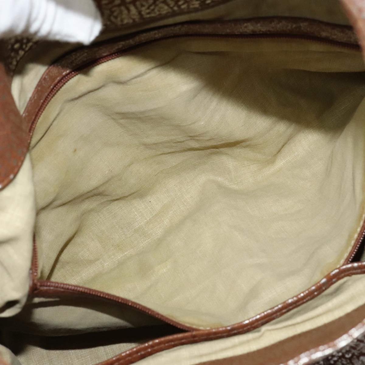 BVLGARI Chandra Hand Bag Leather Brown Gold Auth bs23036