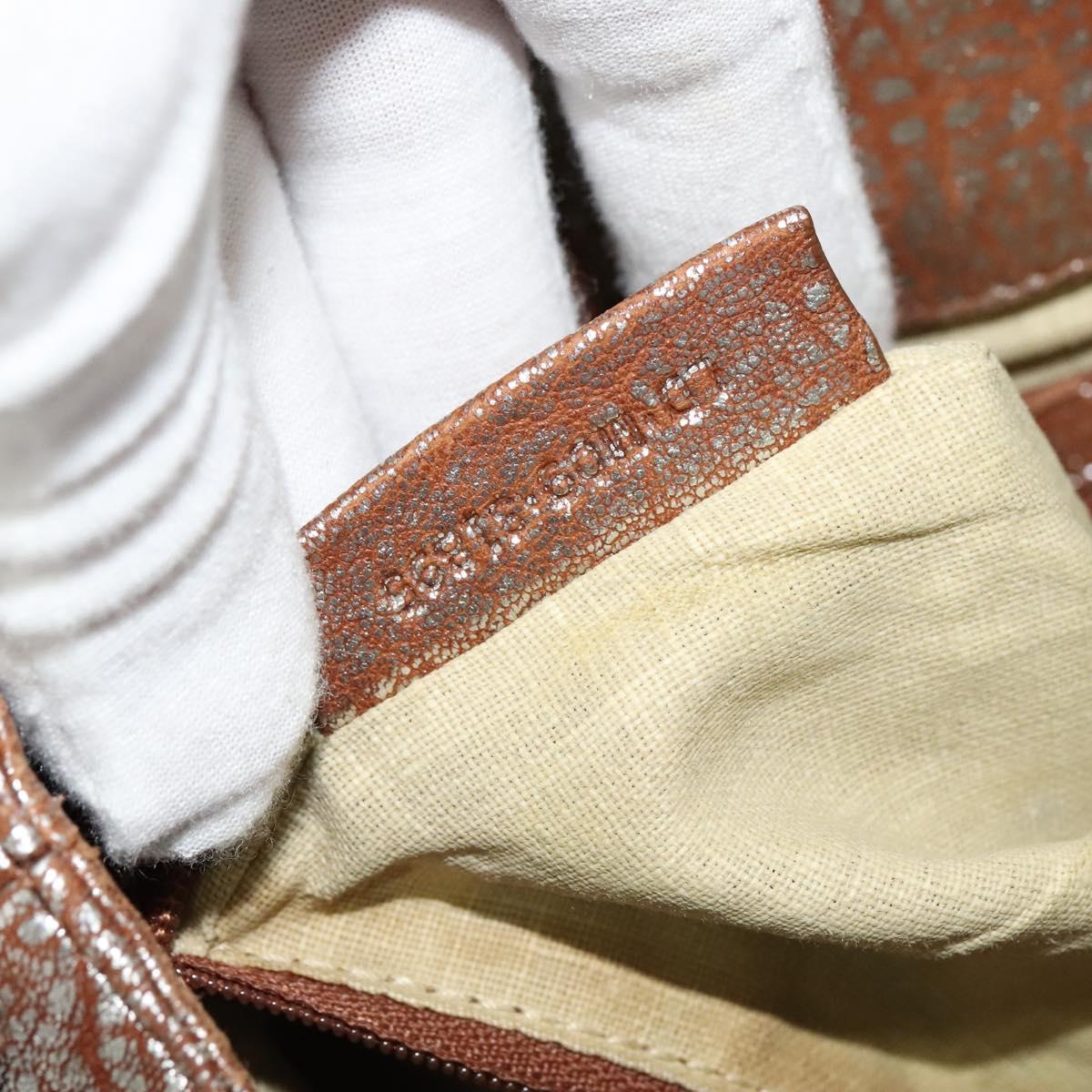 BVLGARI Chandra Hand Bag Leather Brown Gold Auth bs23036