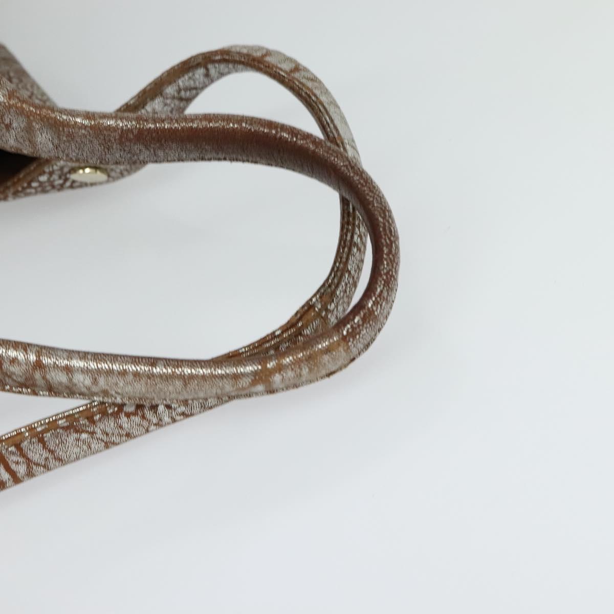 BVLGARI Chandra Hand Bag Leather Brown Gold Auth bs23036