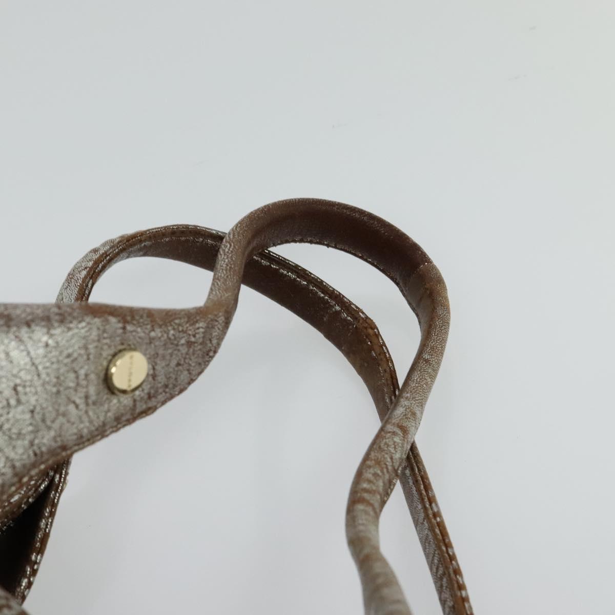 BVLGARI Chandra Hand Bag Leather Brown Gold Auth bs23036