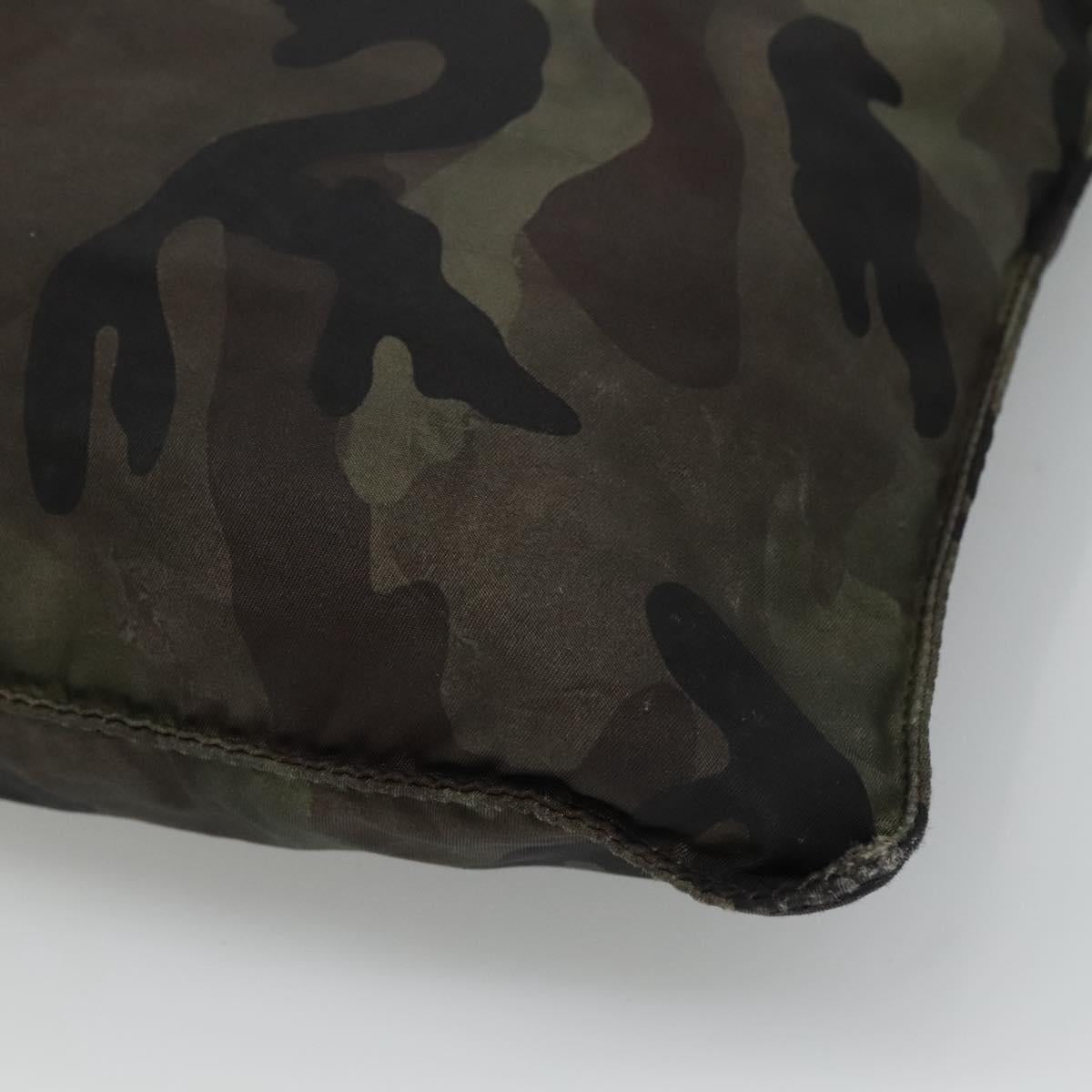 PRADA Shoulder Bag Nylon Khaki Black Auth bs23050