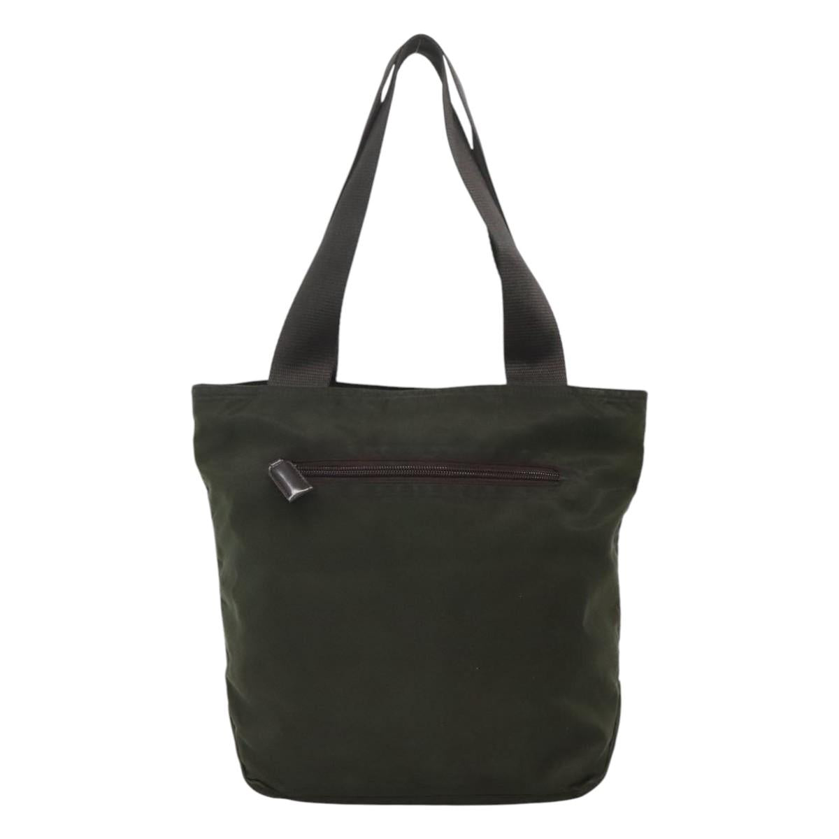 PRADA Tote Bag Nylon Khaki Silver Auth bs23051