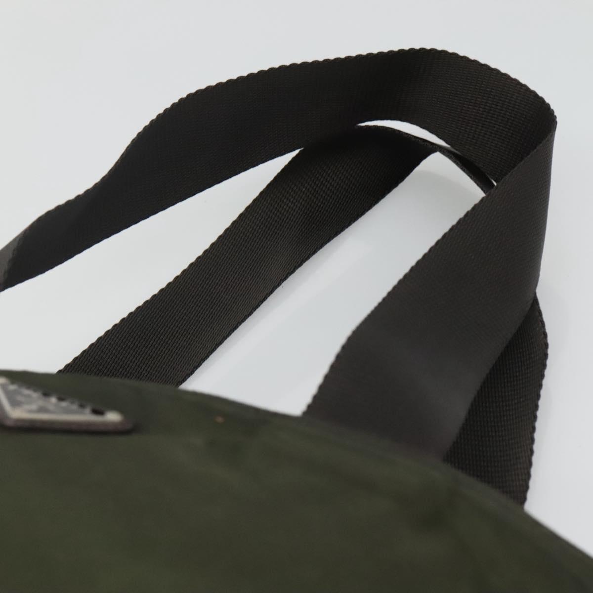 PRADA Tote Bag Nylon Khaki Silver Auth bs23051